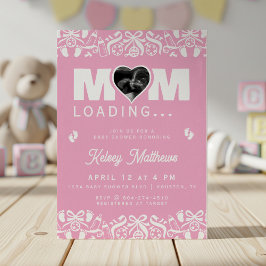 Mom Loading Ultrasound Photo Pink Baby Shower Einladung