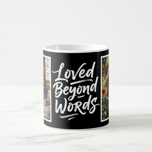 Mom Loved Beyond Words Custom 2 Photo Black Kaffeetasse (Mittel)