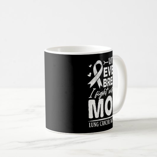 Mom Lung Cancer Awareness White Ribbon Family Supr Kaffeetasse (VorderseiteRechts)