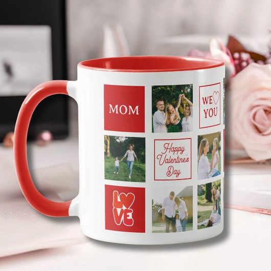 Mom Messages Custom Photo Collage Valentine's Day Tasse