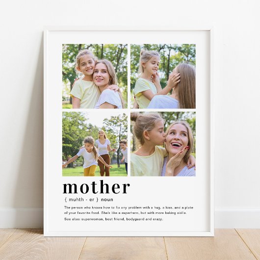Mom, Mum, Mother Definition Mother's Day 4 Photo Poster