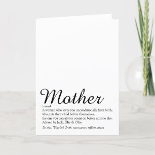 Mom, Mum, Mother Definition World's Best Ever Card Feiertagskarte