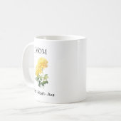 Mom November Birth Flower with Kids Names Kaffeetasse (Vorderseite Links)