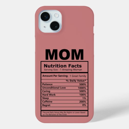 Mom Nutrition Facts Pattern Mother Day Pink Color Case-Mate iPhone Hülle (Rückseite)