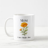 Mom October Birth Flower with Kids Names Kaffeetasse (Links)