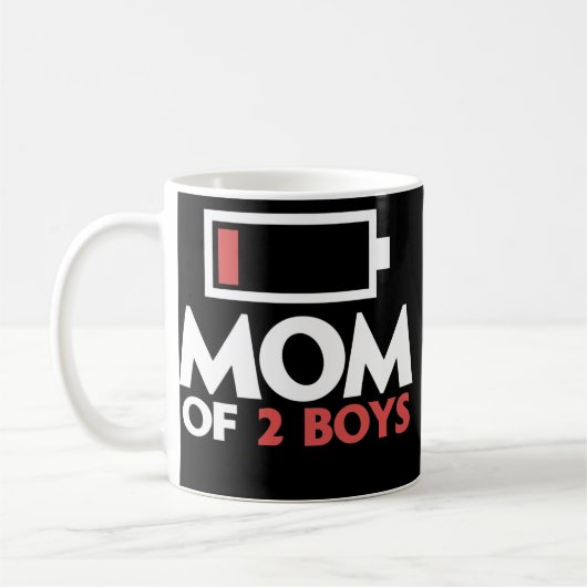 Mom of 2 Boys Tired Mother with two Sons Low Kaffeetasse (Links)