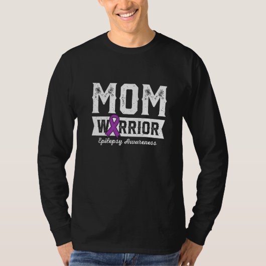 Mom of a Warrior Epilepsy Mom Purple Ribbon Suppor T-Shirt (Vorderseite)