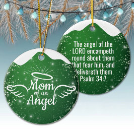 Mom of an Angel Green Christian Christmas 👼🏻 🎄 Keramik Ornament