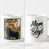 Mom of Boys Brush Script Custom 1 Photo Kaffeetasse