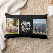 Mom of Boys Brush Script Double Photo Black Lendenkissen (Decke)