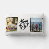 Mom of Boys Brush Script Double Photo Minimalist Lendenkissen (Vorderseite)