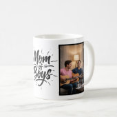 Mom of Boys Brush Script Two Photo Kaffeetasse (VorderseiteRechts)