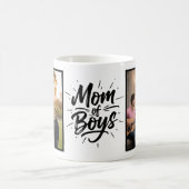 Mom of Boys Brush Script Two Photo Kaffeetasse (Mittel)