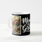 Mom of Girls Brush Script 2 Photo Black and White Kaffeetasse (Vorderseite Links)