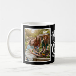 Mom of Girls Brush Script 2 Photo Black and White Kaffeetasse