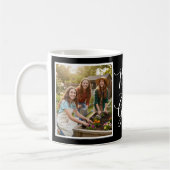 Mom of Girls Elegant Modern Script 2 Photo Black Kaffeetasse (Links)