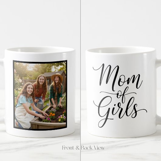 Mom of Girls Elegant Script 1 Custom Photo Kaffeetasse