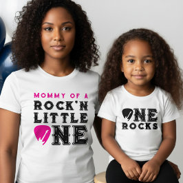 Mom of Rock'n Little One Guitar Pick 1st Birthday T-Shirt