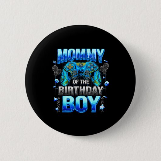 Mom Of The Birthday Boy Cool Gamer Funny Video Gam Button (Vorderseite)