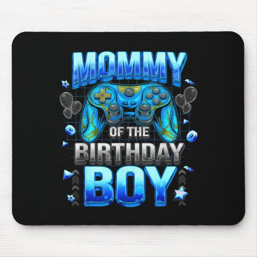 Mom Of The Birthday Boy Cool Gamer Funny Video Gam Mousepad (Vorne)