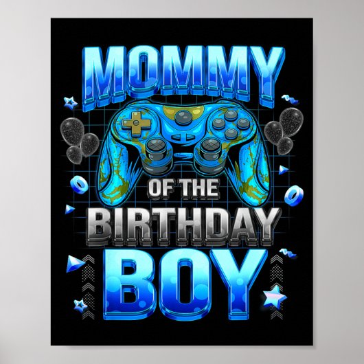 Mom Of The Birthday Boy Cool Gamer Funny Video Gam Poster (Vorne)
