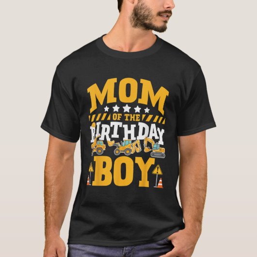 Mom of the Birthday Boy Excavator Construction Tru T-Shirt (Vorderseite)