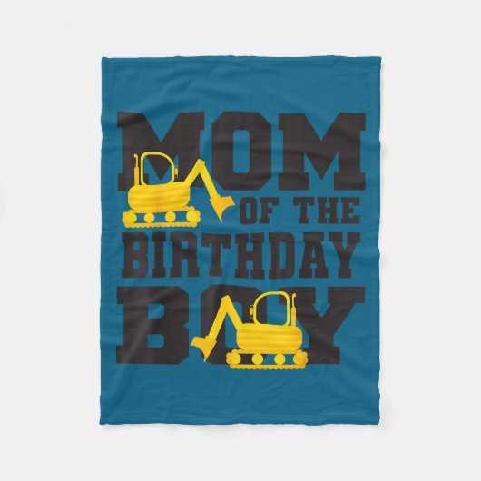 Mom Of The Birthday Boy Funny Excavator Truck B-da Fleecedecke (Vorderseite)