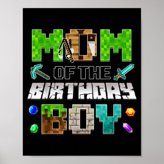 Mom Of The Birthday Boy Funny Gaming Birthday Xel  Poster (Vorne)