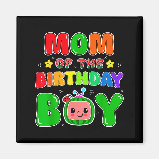 Mom Of The Birthday Boy Funny Melon Family Party M Magnet (Vorne)