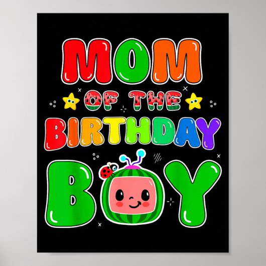 Mom Of The Birthday Boy Funny Melon Family Party M Poster (Vorne)