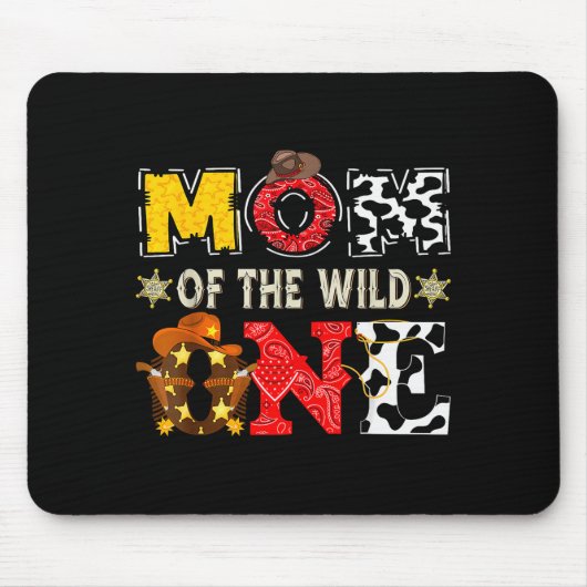 Mom Of The Wild One 1st Birthday Boy Western Cowbo Mousepad (Vorne)