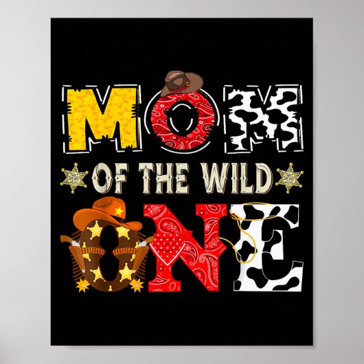 Mom Of The Wild One 1st Birthday Boy Western Cowbo Poster (Vorne)