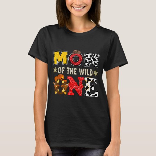 Mom Of The Wild One 1st Birthday Boy Western Cowbo T-Shirt (Vorderseite)