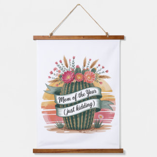 Mom Of The Year (Just Kidding) Wandteppich Mit Holzrahmen