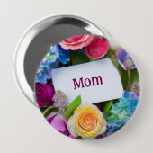 MOM or Custom Name Surrounded by Flowers Button (Vorne & Hinten)