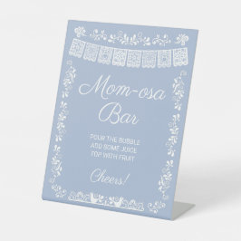 Mom-osa Bar Dusty Blue Baby Shower Sockelschild