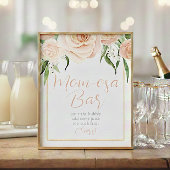 Mom-osa Bar Pink Floral Baby Shower Table Sign Poster