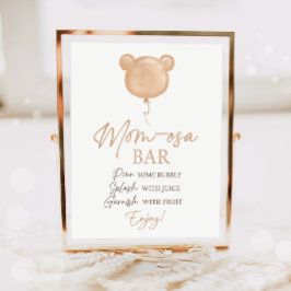 Mom-osa Bar Teddy Bear Balloon Birthday  Poster