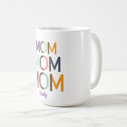 MOM Personalized Name Elegant White Kaffeetasse (VorderseiteRechts)