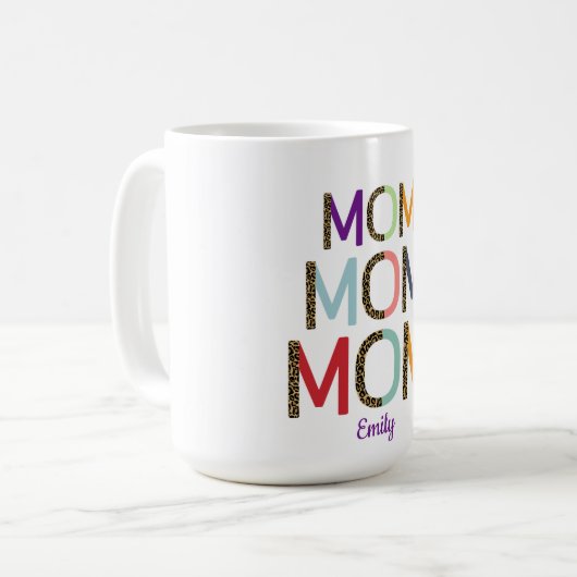 MOM Personalized Name Elegant White Kaffeetasse (Vorderseite Links)