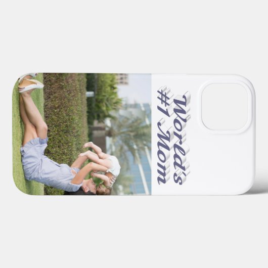 Mom Photo gray text iPhone Case (Rückseite (Horizontal))