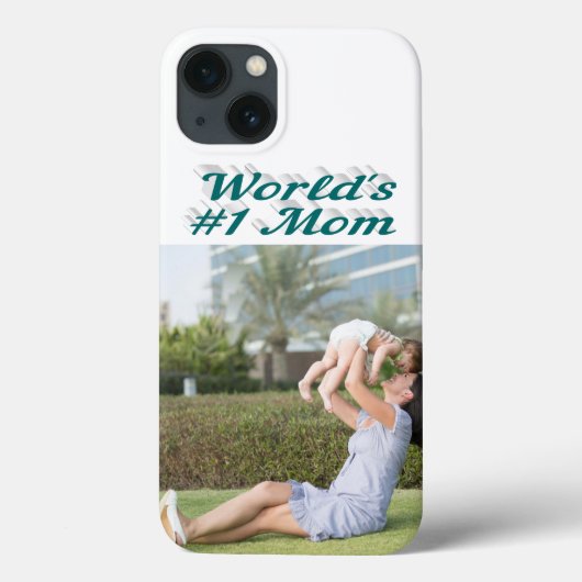 Mom Photo green text iPhone Case (Rückseite)