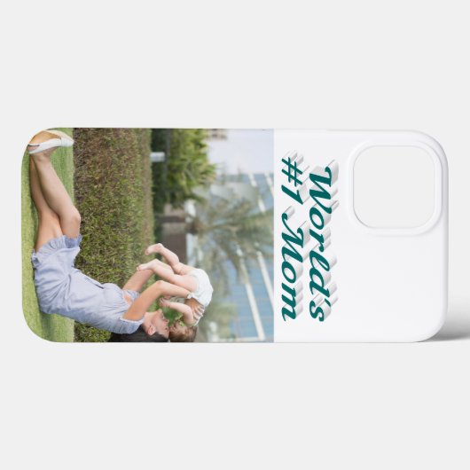 Mom Photo green text iPhone Case (Rückseite (Horizontal))