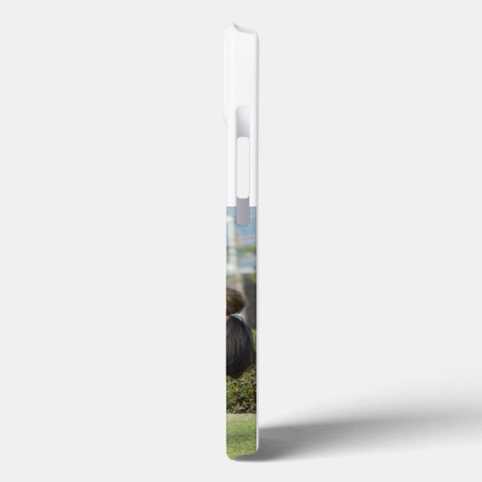 Mom Photo green text iPhone Case (Rückseite / Links)