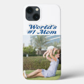 Mom Photo sea blue text iPhone Case (Rückseite)