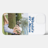 Mom Photo sea blue text iPhone Case (Rückseite (Horizontal))