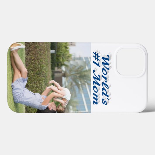 Mom Photo sea blue text iPhone Case (Rückseite (Horizontal))