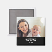Mom Photo Simple Typography Established Year Magnet (Vorderseite/Rückseite)