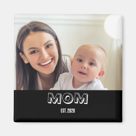 Mom Photo Simple Typography Established Year Magnet (Vorne)