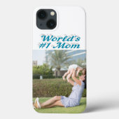 Mom Photo sky blue text iPhone Case (Rückseite)